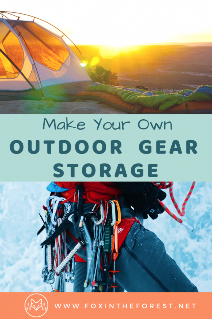 Make your own DIY outdoor gear storage closet. Camping gear storage ideas. Homemade climbing gear storage. Camping gear organization. Do it yourself storage for outdoor gear. #hiking #camping #climbing #organization