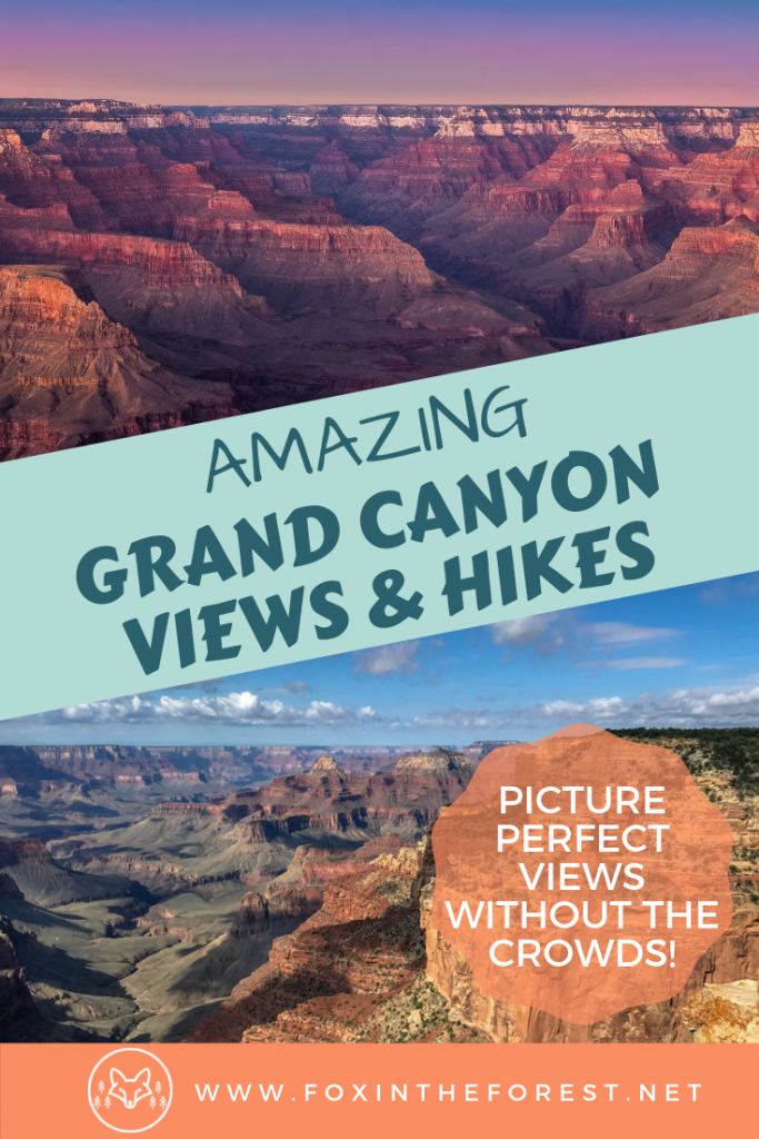 The complete guide to visiting the Grand Canyon, Arizona. The best things to do on your Grand Canyon vacation. The best hiking trails and pics of the Grand Canyon. Picture ideas and photography spots without the crowds. Tips for visiting the Grand Canyon without crowds. #nationalparks #arizona #travel #hiking #photography