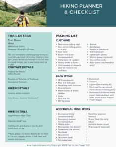 free hiking planner and packing list