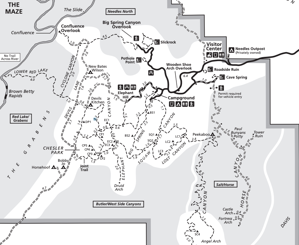 map of the needles canyonlands