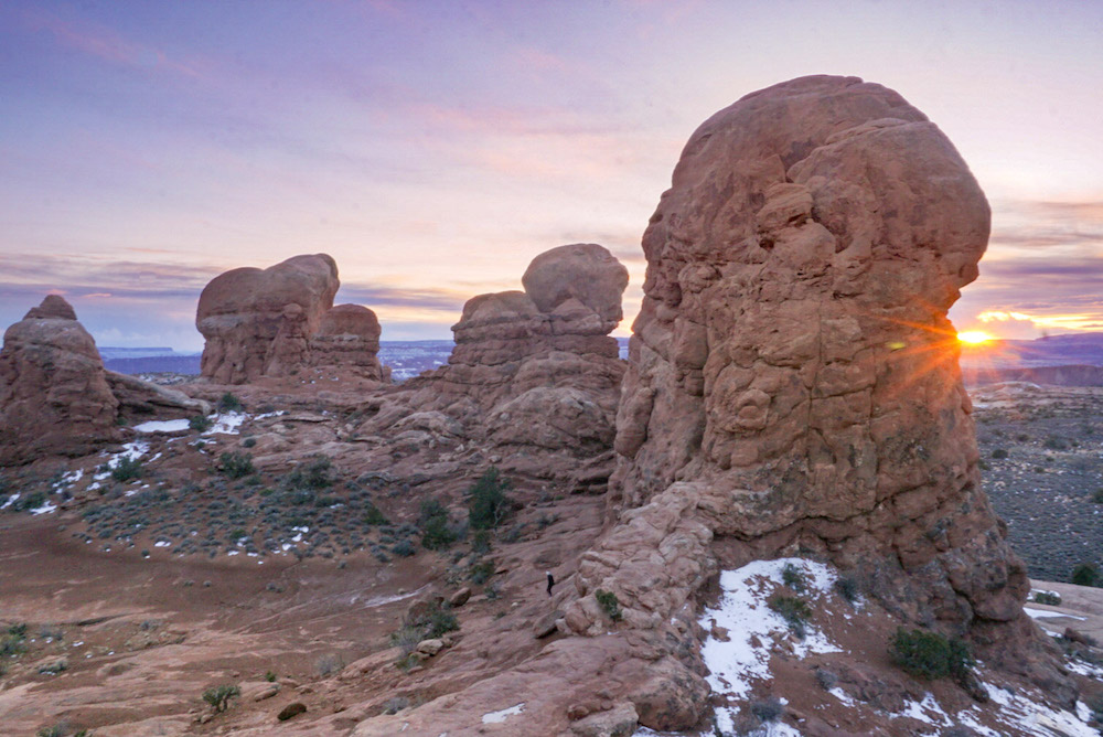 Watching the sunrise is must when spending the weekend in Arches National Park. 