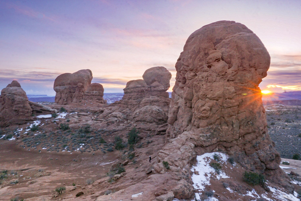 Watching the sunrise is must when spending the weekend in Arches National Park.