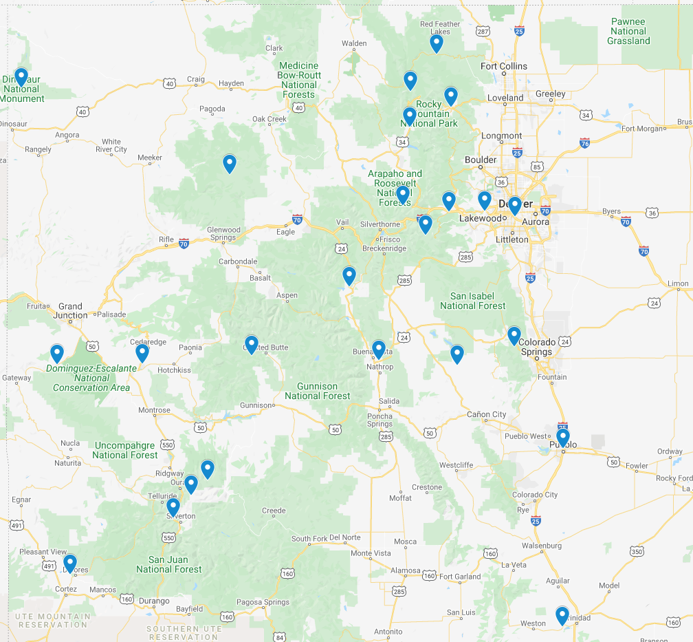 map of scenic drives in colorado
