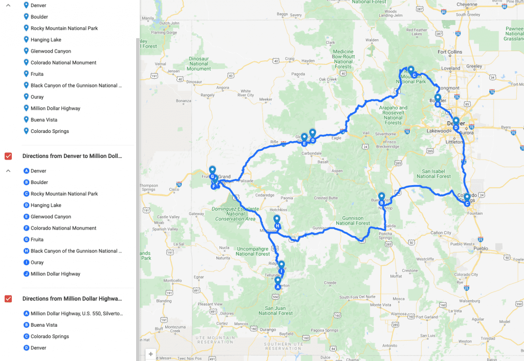 map of colorado road trip