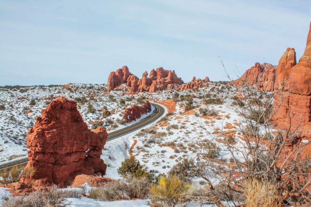 Arches national park in winter