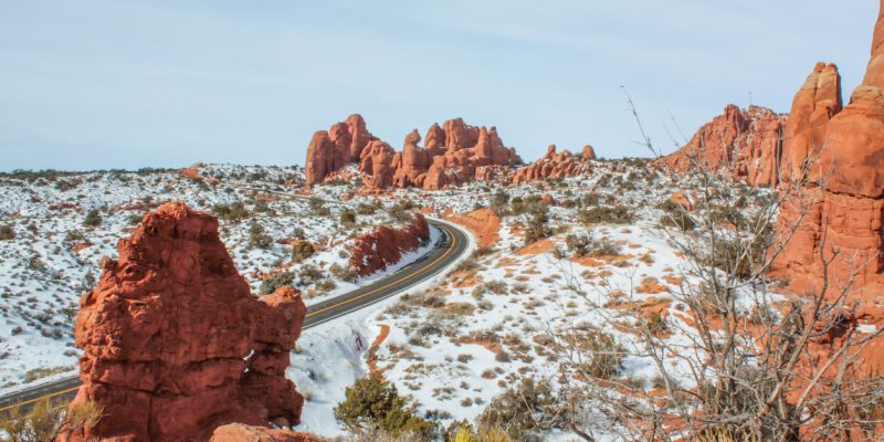 Arches national park in winter