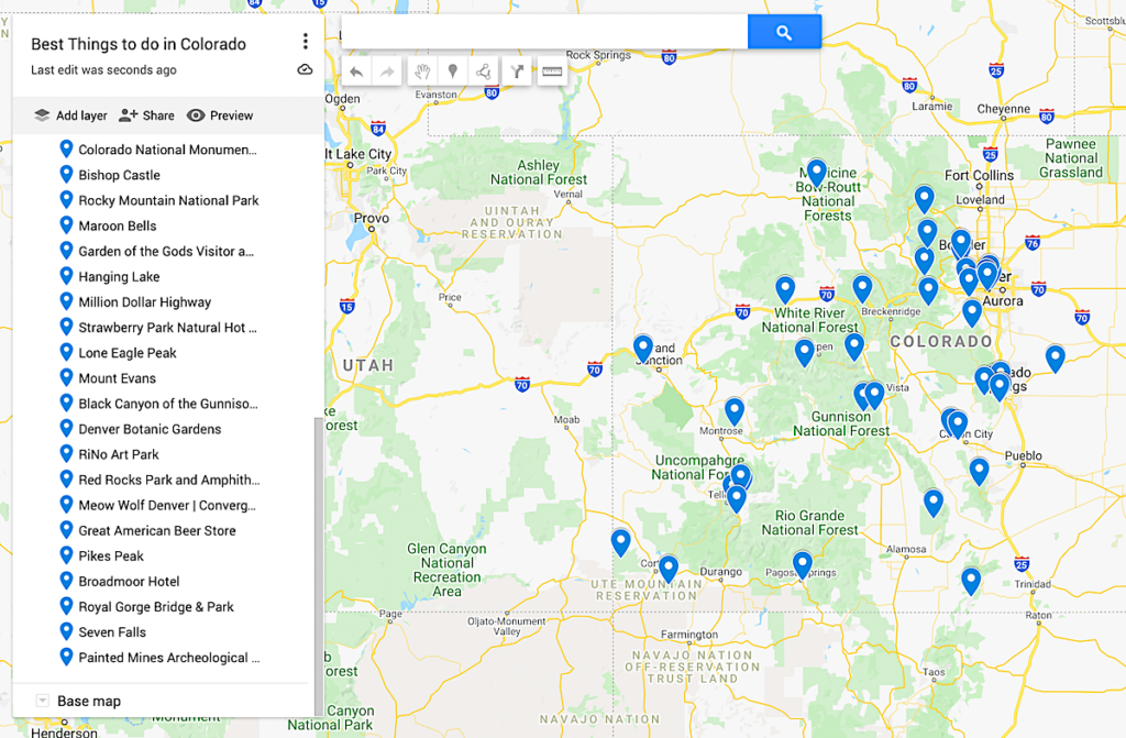 Colorado activities must-do map