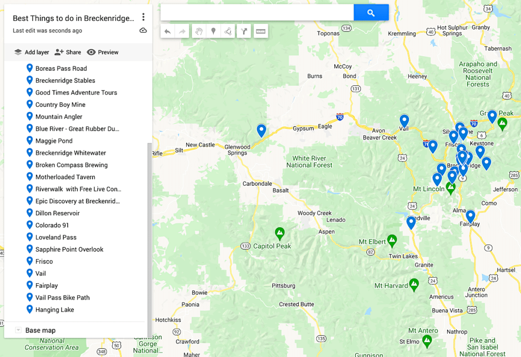 breckenridge in summer map