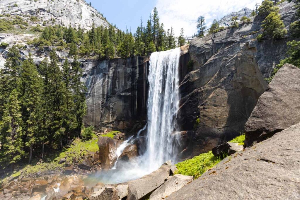 Waterfall in Yosemite National Park, one of the best places to hike in the USA. 