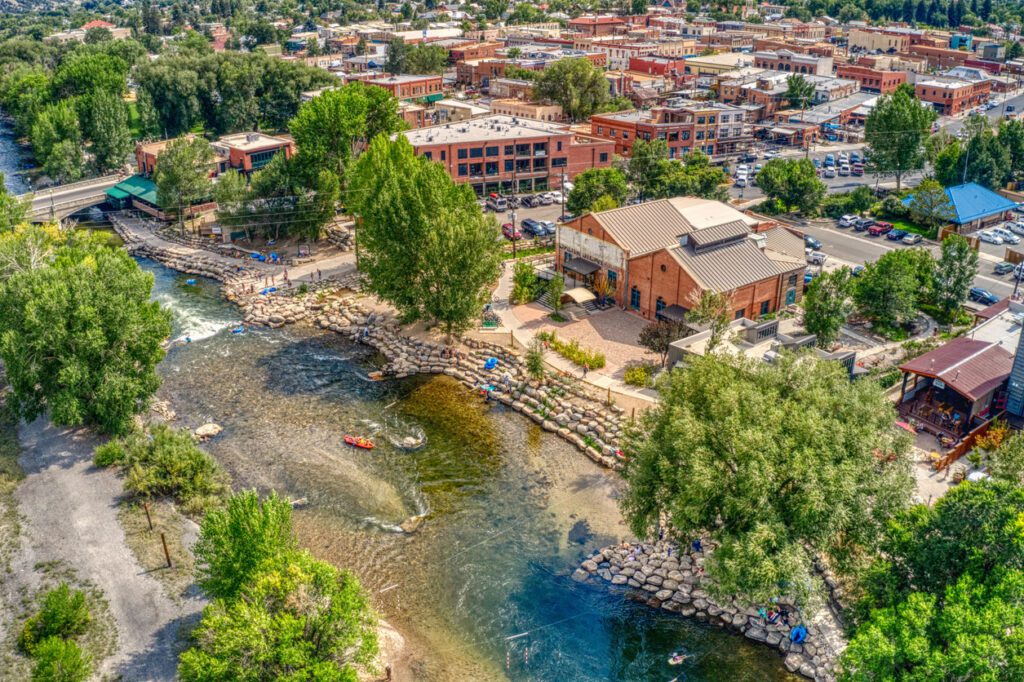 Aerial view of Salida in Colorado.