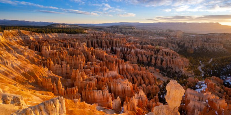 Aerial view of the landscape in Bryce Canyon.