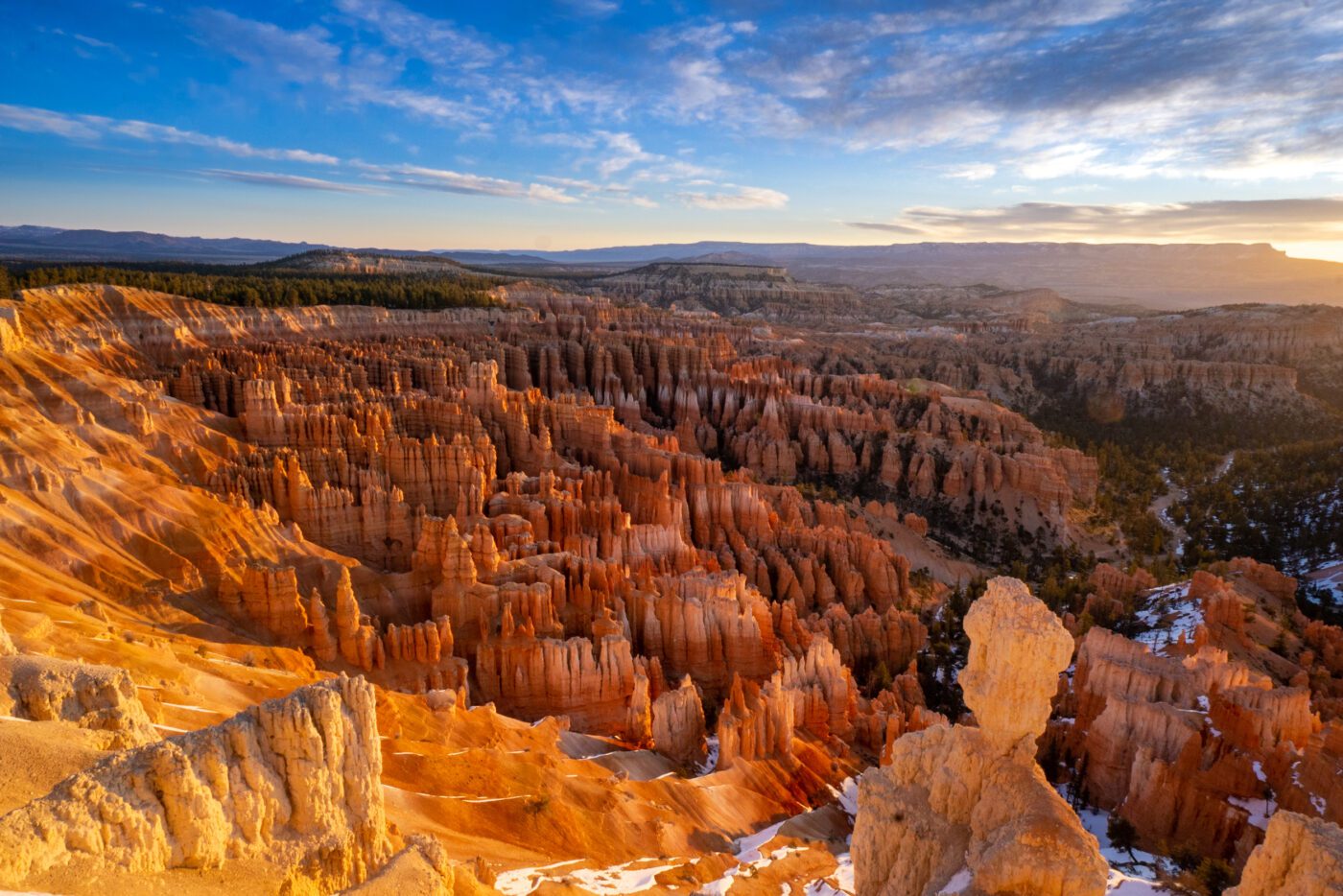 Aerial view of the landscape in Bryce Canyon.