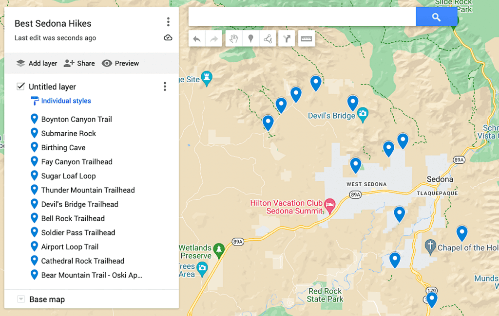 Map of the best Sedona hikes of them all. 