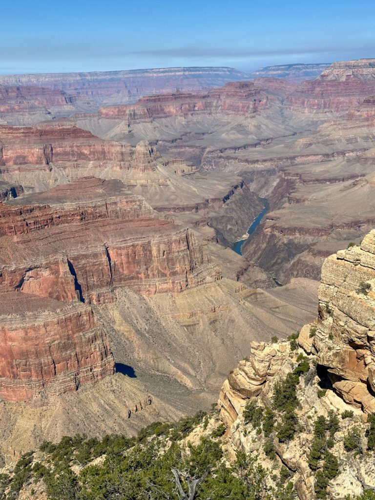Stunning view of the river snaking through the Grand Canyon from Hermit Road. 