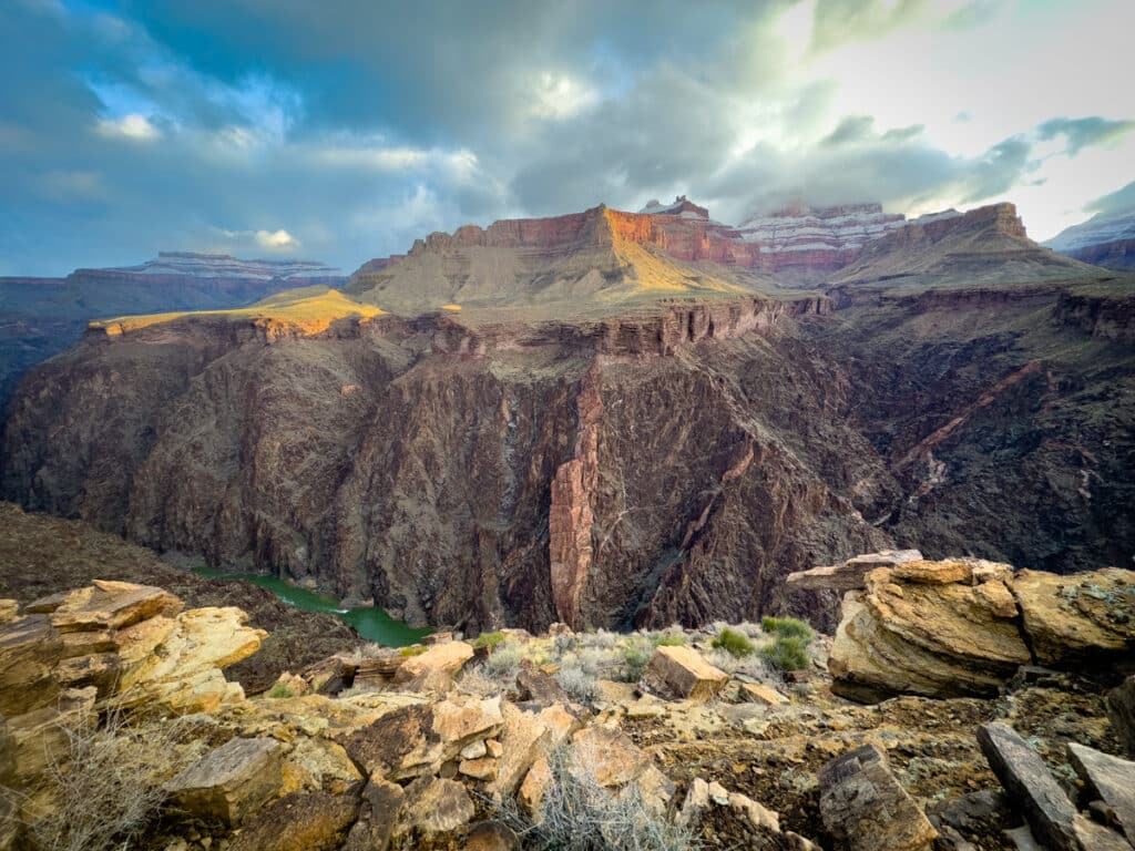 a snow capped grand canyon
