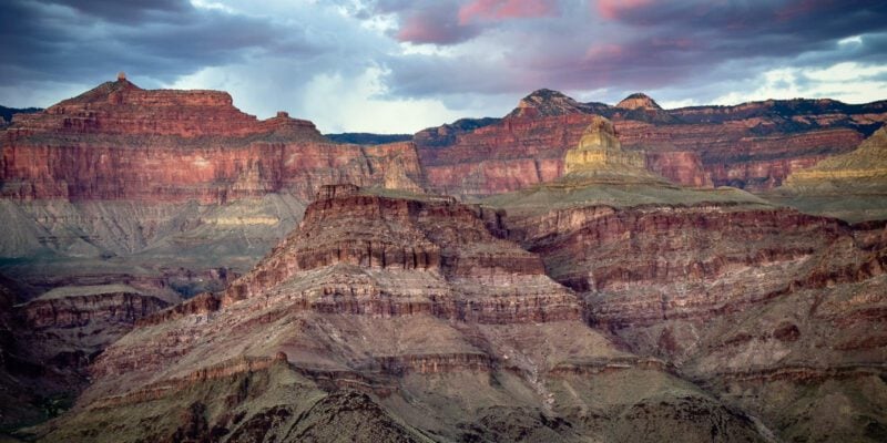 Sunset in the grand canyon's royal arch route.