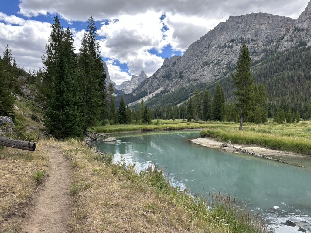 The Green River in the Wind River Range winds through a mountain valley.